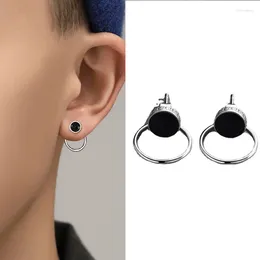 Stud Earrings Men's Black Oil Drip Circle Earring Hip Hop Ear Piercing Jewellery