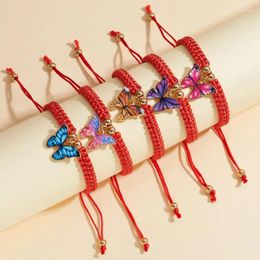 Charm Bracelets Vintage Handmade String Bracelet For Women Red Woven Adjustable Rope Chain Friendship Fashion Party Jewelry