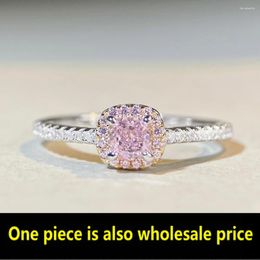 Cluster Rings 925Sterling Silver Crushed IceCut Cutting Pink Yellow High Carbon Diamond Gemstone Ring Women's Party Boutique Jewellery