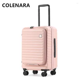 Suitcases COLENARA High Quality Suitcase Laptop Boarding Case Front Opening Trolley 20"24"28 Inch Wheeled Travel Bag Cabin Luggage