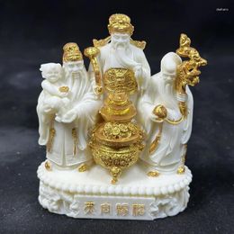 Decorative Figurines Fu Lu Shou Characters Fortune Small Resin Art Sculpture High Quality Home Room Office Decorations Free Delivery