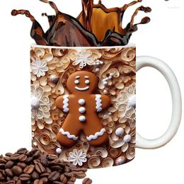 Mugs 3D Christmas Mug Festive Holiday Coffee With Gingerbread Men 350ml Ceramic For Table Decorations Painting Party