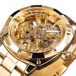 New Mens Fashion Carved Hollow Night Glow Waterproof Automatic Mechanical Watch