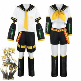 rin Len halen uniform rin len brother sister s kagamine rin cloth shoes wig outfit T7W9#