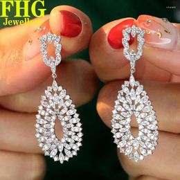 Dangle Earrings 18k Au750 White Gold Natural Diamond 1.8Carat Eardrop Earring Wedding Party Engagement Anniversary Fashion Elegant