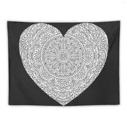 Tapestries Mandala Heart With Flowers And Leaves For Adult Colouring Tapestry Home Comfort Decor Nordic House