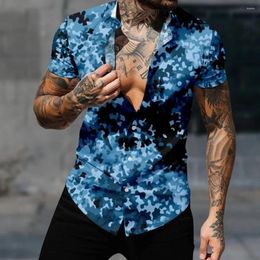 Men's Casual Shirts Hawaiian Shirt For Men Fashion Clothes Short Sleeve Camouflage Puzzles Streetwear Harajuku 3D Print Cozy Beach