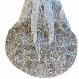 white Morning Glory Floral Bridal Veils Wedding Accories for Brides With Comb Embroidered Frs Cathedral Lg Unique New X4Eo#