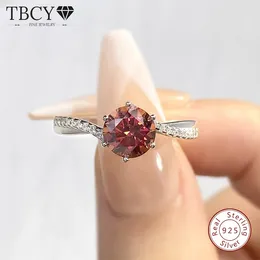 Cluster Rings TBCYD 1CT Colorful Moissanite Diamond For Women GRA Certified S925 Silver Classic Six Claw Wedding Band Fine Jewelry Gifts