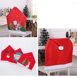 Chair Covers 2024 Santa Hat Christmas Table Back Cartoon Decor Kitchen Dinner Xmas Caps Sets For Home