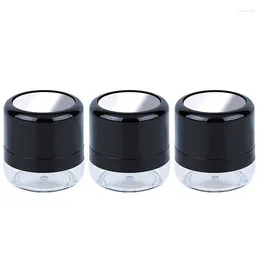 Storage Bottles 6g Empty Black Loose Powder Jars With Mirror Puff DIY Make Up Compact Cosmetic Packing Case 24pcs/lot