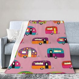 Blankets Happy Camper Blanket Soft Warm Flannel Throw Plush For Bed Living Room Picnic Travel Home Couch