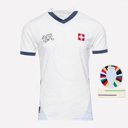KIDS Switzerland Soccer Jerseys 2024 Euro Cup SWISS National Team ELVEDI AKANJI ZAKARIA SOW RIEDER EMBOLO SHAQIRI Home Away Football Shirts Size S - 4Xl A81