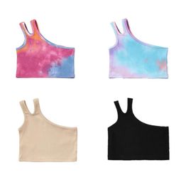 INS Kinder Mädchen T-Shirts gerippte Baumwolle ärmellos Tie Dye Mädchen Tank Sommermode Tops7689037