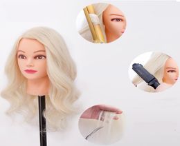 Mannequin Heads With 70 Blonde White Human Hair Hairdressing Head Can Curl Iron Tongs Hairstyle dolls head2026149