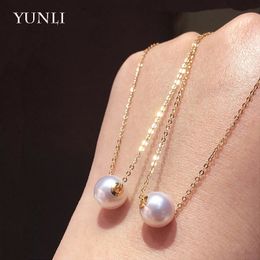 YUNLI Natural Freshwater Pearl Pendant Necklace Real 18K Gold AU750 Chain for Women Fine Jewelry Gift240327