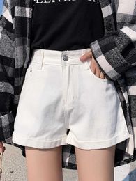 Women's Shorts Jean Denim Women Pant Korean Fashion Mid Waist Short Casual Hot Sale High Street Female Pocket 240329