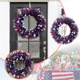 Decorative Flowers Patriotic Wreath For Independence Day Metallic 4th Of July Memorial And Veterans Fall With Pumpkins