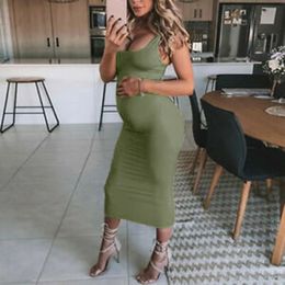Lady Dress Pregnancy es Maternity Clothes for Pregnant Women Solid Sleeveless Casual Soft Vestidos 240319