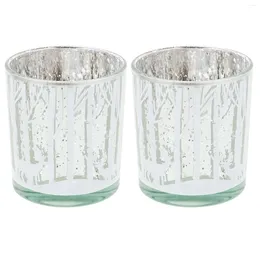 Candle Holders 2 Pcs Home Decor Christmas Glass Centrepiece Empty Cup Supplies Dinner Tealight