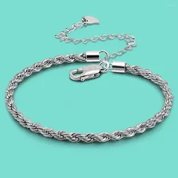 Anklets Shining 925 Sterling Silver Chain Anklet For Women Men Fashion Weaving Cross Ankle Bracelet Barefoot Sandals Foot Jewellery Gift