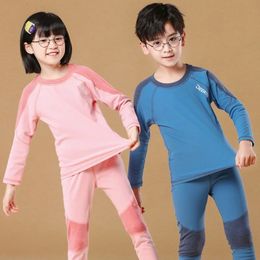 Children Autumn Winter Clothing Sets Boys Girls Fashion Pyjamas Sets Thermal Underwear Suit Kids Clothes Baby Warm Sleepwear 240314