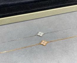 Luxury VA brand Designer pendant Necklaces 18K Gold cross chain mini clover 4 Leaf Flower choker shining diamond crystal necklace 1725526