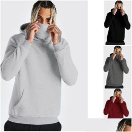 Men'S Hoodies & Sweatshirts Mens Gym Thin Hoodie Long Sleeve With Mask Sweatshirt Casual Splice Large Open-Forked Hooded Tops Drop De Dhobu