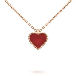 Sweet Heart Pendant Necklace Designer Jewellery love necklaces Four Leaf Clover Sterling Silver Rose Gold Red heart-shaped necklace 290s