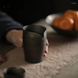 Cups Saucers 240ml Handmade Thin Tire Ceramic Tea Pitcher Retro Japanese Rough Pottery Fair Cup Divider Chahai Teaset Accessories