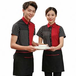 summer Hotel Work Outfit Western Restaurant Waitr Uniform Man Cafe Waiter Jacket KTV Bar Food Service Shirt Fast Food Cloth S1uv#