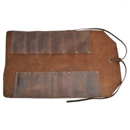 Jewelry Pouches Leather Big Tool Roll Up Bag (12 Slots) Portable Carry On Pouch Workshop Storage Woodworking Tools Organizer Handmade