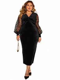 della Mel Bodyc Party Dres for Women Elegant Evening Maxi Dr Casual Mesh Lg Sleeve Black Plus Size Women's Clothing L0hz#