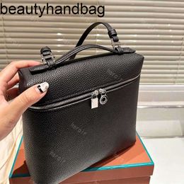 Loro Piano Box Lunch L19 Bag LP Women Bag Designer Makeup Bag Genuine Leather Handbags Canvas Ostrich Stranded Handbag Two Way Zipper Shoulder Crossbody