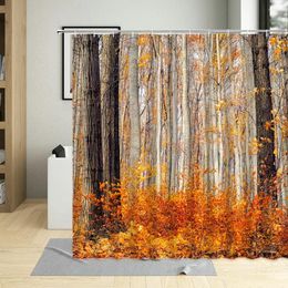 Shower Curtains Nature Forest Landscape Curtain Four Seasons Sunshine Green Trees Scenery Woods Home Decoration Bathtub Screen