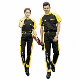 high quality Unisex 4 Colours Short Sleeve Sanitati Workers Zipper Jackets Pants Set Engineering Work Wear Workshop Uniforms X6Z2#