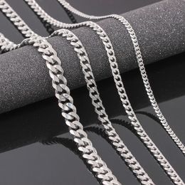 VRIUA Width 4 5 6 9MM 18-26 inch Customise Length Mens High Quality Stainls Steel Necklace Curb Cuban Link Chain Jewerly315t