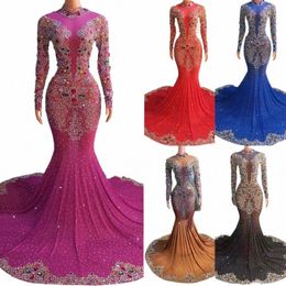 5 Colors Colorful Crystal Rhinestes Dr Sparkly Birthday Celebrate Costumes Evening Dr Women Stage Trailing Dr XS5424 G2q1#