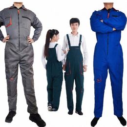 work Dungarees Working Overall Uniforms Worker Coverall Car Repairman Jumpsuit Workshop Mechanic Work Clothes For Men Women Suit P07I#