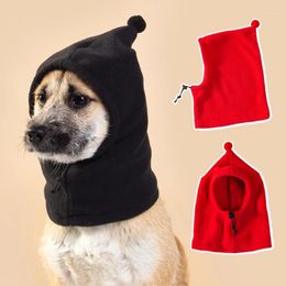 Dog Apparel Fleece Hat Pet Transformation Headgear Pure Color Drawstring Adjustment Cap Warm Funny Casual