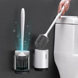 Set Silicone TPR Toilet Brush and Holder Quick Drain Cleaning Brush Tools for Toilet Household WC Bathroom Accessories Sets