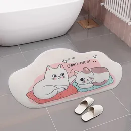 Bath Mats Mat Flannel Cartoon Pattern Shower Room Pad Entrance Door Bathtub Side Floor Rug Home Decoration Bathroom