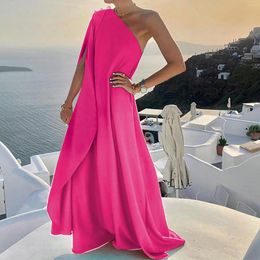 Casual Dresses Sexy One Shoulder Swing Elegant Ladies Wedding Party Nightgowns Summer Loose Sleeveless Maxi Dress Robe