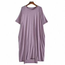 plus Size 10XL 140kg Modal nightgowns for women Short Sleeve Solid Colour Nightshirts Lady Casual Nightdr Women Homedr h5jM#