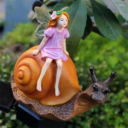 Garden Decorations Fairy Snail Figurine Solar Stake Light Lights Outdoor Decorative Bright Statue For Lawn