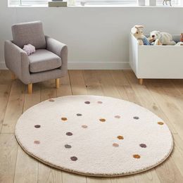 Nordic Childrens Room Cartoon Round Carpet Room INS Girl Heart Carpets for Living Room Small Dot Carpet Cute Room Decoration 240327