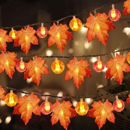 New LED Halloween String Battery Powered Maple Pumpkin Fairy Garland Garden Bedroom Living Room Festive Party Decoration Light