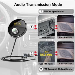 Deelife FM Modulator Transmitter Bluetooth Car Mp3 Player 3.5mm Jack AUX Adapter BT 5.0 Audio Receiver Handsfree Kit for Auto