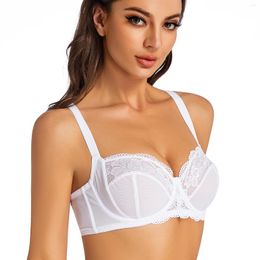 Bras Women Lace High Quality Underwear Thin Cups Mesh Hollow Out Breathe Sexy Everyday Bra 34 36 38 40 42 44 46 B-H Big
