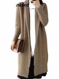 nuove donne elegante cardigan in maglia manica Lg cappotti di media lunghezza oversize coreano allentato top giacca autunno inverno maglione spesso w7Zg #